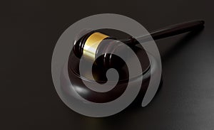 Judge`s gavel on a wooden table