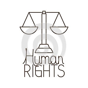 Judge`s hammer with human rights isolated icon