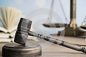 Judge`s mallet. The criminal law