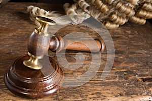 Judge's wig and gavel