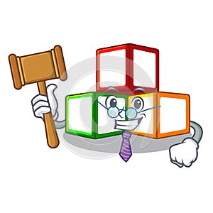 Judge toy blocks on cube boxes mascot