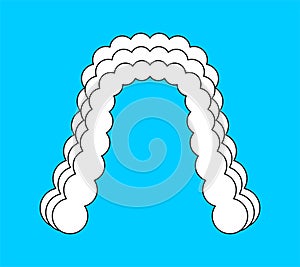 Judge wig isolated. White hair curls. vector illustration