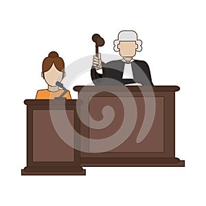 Judge and witness on podium photo