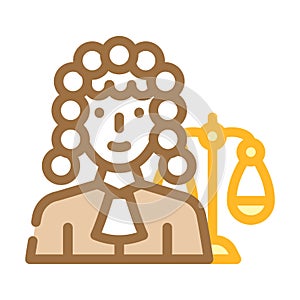Judge woman job color icon vector illustration