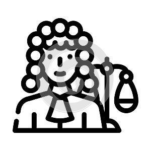 Judge woman job line icon vector illustration