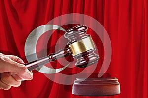 Judge wooden gavel on the background of the flag of Turkey. Oil and gas industry. The concept of oil fields and oil companies