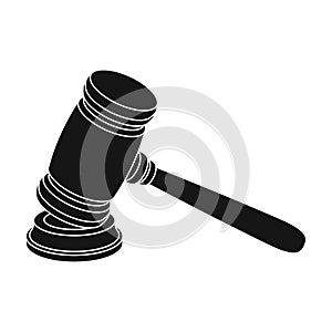 Judge wooden hammer. Hammer for deducing the verdict to the criminal.Prison single icon in black style vector symbol