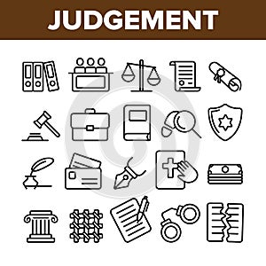 Judgement, Court Process Vector Thin Line Icons Set photo