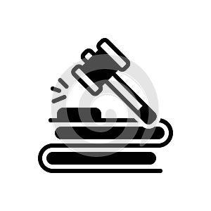 Black solid icon for Judgement, gavel and justice photo