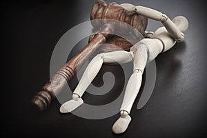 Judges or Auctioneers Hammer and Wooden Human Figurine