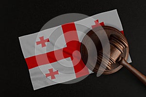 Judges gavel and the flag of Georgia. Law and Justice. Constitutional law