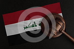 Judges gavel and the flag of Iraq. Law and Justice. Constitutional law