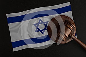 Judges gavel and the flag of Israel. Law and Justice. Constitutional law