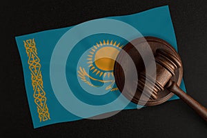 Judges gavel and the flag of Kazakhstan. Law and Justice. Constitutional law