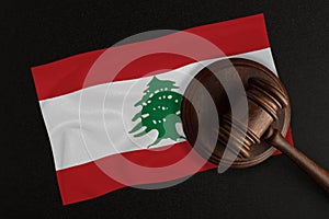 Judges gavel and the flag of Lebanon. Law and Justice. Constitutional law