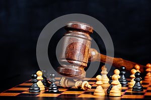 Judges Gavel Strikes Chess Queen