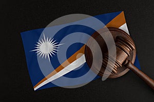 Judges hammer and the flag of Marshall Islands. Law and Justice. Constitutional law