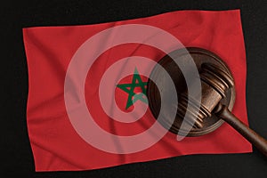 Judges hammer and the flag of Morocco. Law and Justice. Constitutional law