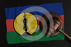 Judges hammer and the flag of New Caledonia. Law and Justice. Constitutional law