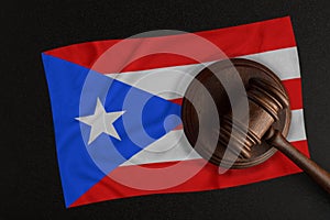 Judges hammer and the flag of Puerto Rico. Law and Justice. Constitutional law