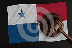 Judges hammer and the flag of Republic of Panama. Law and Justice. Constitutional law