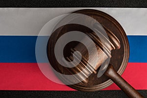 Judges hammer and flag of Russian Federation. Law and Justice. Constitutional law