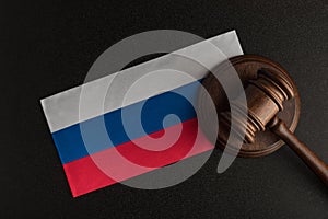 Judges hammer and flag of Russian Federation. Law and Justice. Constitutional law