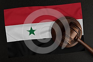Judges hammer and the flag of Syria. Law and Justice. Constitutional law