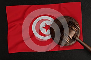 Judges hammer and the flag of Tunisia. Law and Justice. Constitutional law