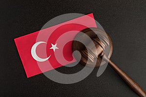 Judges hammer and flag of Turkey. Law and Justice concept. Constitutional law