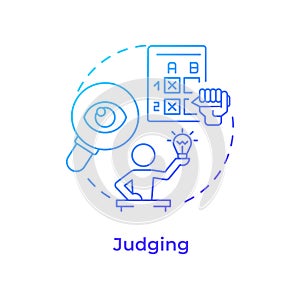 Judging blue gradient concept icon