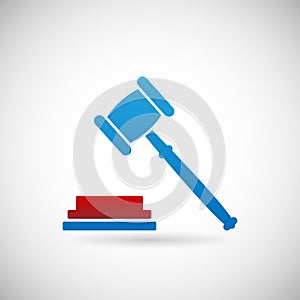 Judgment Verdict Symbol Judge Gavel Icon Template on Gray Background Vector Illustration photo