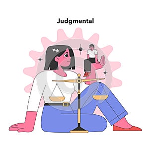 Judgmental Personality trait. . Flat vector