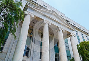 Judicial court building white marble and pillars.