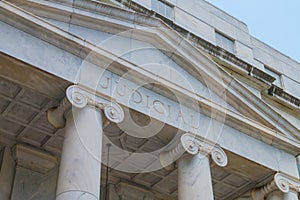 Judicial court building white marble and pillars.