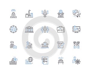 Judiciary Bench line icons collection. Justice, Law, Judges, Courtroom, Litigation, Ruling, Verdict vector and linear