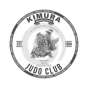 Judo club t-shirt graphics label vector