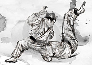 Judo - an full sized hand drawn illustration