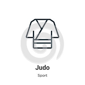 Judo outline vector icon. Thin line black judo icon, flat vector simple element illustration from editable sport concept isolated