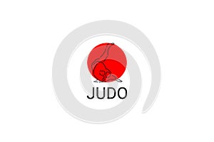 Judo sport vector line icon. sportman, fighting stance.