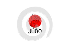 Judo sport vector line icon. sportman, fighting stance.