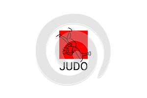 Judo sport vector line icon. sportman, fighting stance.