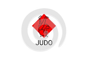 Judo sport vector line icon. sportman, fighting stance.