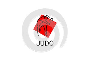 Judo sport vector line icon. sportman, fighting stance.