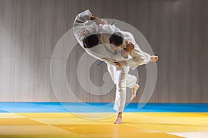 Judo training in the sports hall