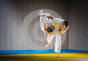 Judo training in the sports hall