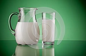 Jug and glass with milk photo