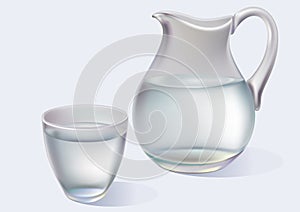 Jug and glass with water