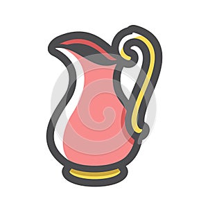 Jug jugful tableware Vector icon Cartoon illustration