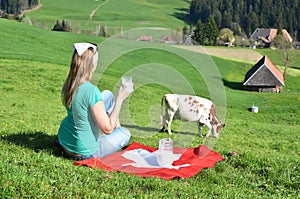 Jug of milk on the Swiss flag